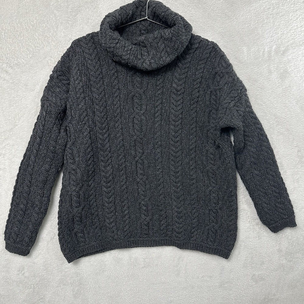 Aran Crafts Ireland Chunky Cable Knit Fisherman Sweater Merino Wool Women's S/M